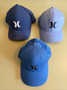 Hurley Three-Tone Logo Cap Set - Navy, Light Blue, Royal Blue